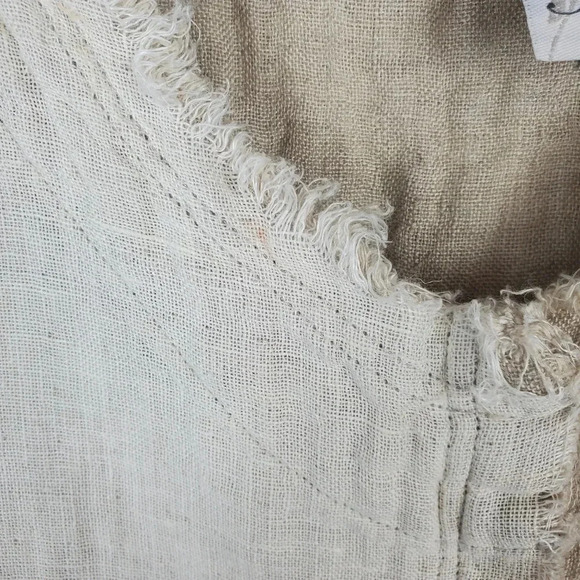 Match Point Womens Small Beige/Tan Color Block Linen Dolman Sleeve Tunic Top #28 - Picture 7 of 10